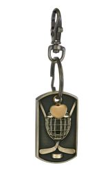 Hockey Dog Tag Gold Heart Key Chain Urn