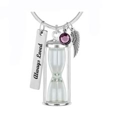 Hourglass Silver Cremation Jewelry Urn - Love Charms® Option
