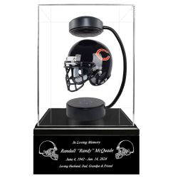 Football Adult or Medium Cremation Urn & Chicago Bears Hover Helmet Décor - Free Engraving