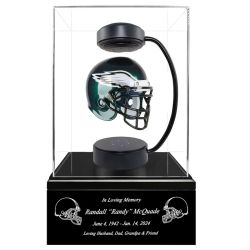 Football Adult or Medium Cremation Urn & Philadelphia Eagles Hover Helmet Décor - Free Engraving