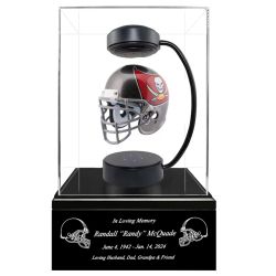 Football Adult or Medium Cremation Urn & Tampa Bay Buccaneers Hover Helmet Décor - Free Engraving