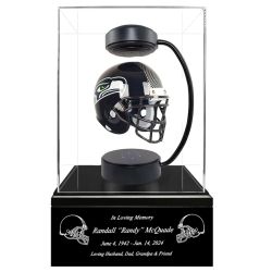 Football Adult or Medium Cremation Urn & Seattle Seahawks Hover Helmet Décor - Free Engraving