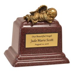 In God's Hands Ruby Baby Marble Urn - Free Engraving