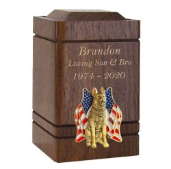 Unity USA & Coast Guard Flags Walnut Keepsake Urn