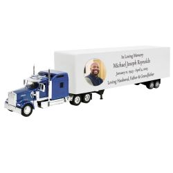 Trailer Cremation Urn & Kenworth W900 Blue Sleeper Truck Décor