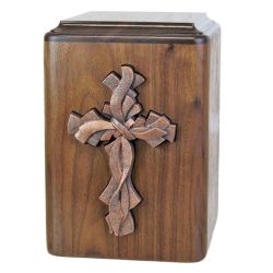 Lashed Cross Walnut Wood Cremation Adult Urn