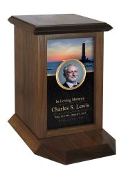 Lighthouse Sunset Photo Braille Urn