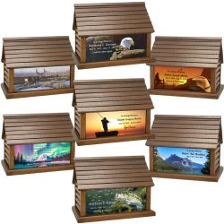 Log Cabin Urns Country Life Style, Animals, Fishing & Cowboys Wood Adult Cremation Urn