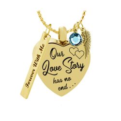 Our Love Story Has No End Gold Jewelry Urn - Love Charms™ Option