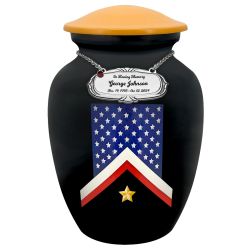 Veteran Flag Medium Cremation Urn - Tribute Wreath™ Option - Pro Sand Carved Engraving
