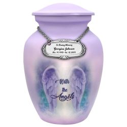 With The Angels Medium Cremation Urn - Tribute Wreath™ Option - Pro Sand Carved Engraving