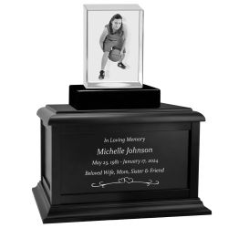 Memorial Ultra Rectangle 3D Crystal Infinity Wood Urn Set