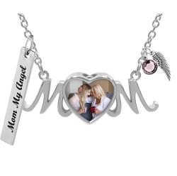 Mom Heart Photo Jewelry Urn Pendant - Love Charms® Option