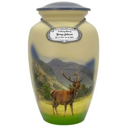 Mountainside Deer Cremation Urn - Tribute Wreath™ - Pro Sand Carved Engraving