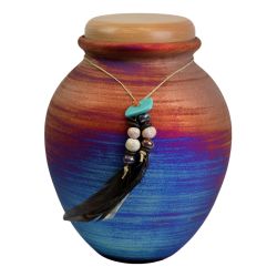 Native American Youth Raku Urn