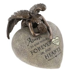 Angel Weeping on My Heart Adult Cremation Urn - Free Engraved Heart Plate