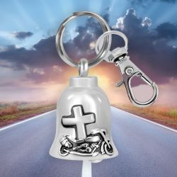 Cross Motorcycle Bell Key Chain Ash Urn - Engraving Available
