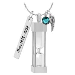 Hourglass Square Necklace Ash Urn - Love Charms® Option - Ash Holder - Custom Engraving