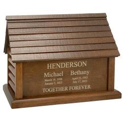 Log Cabin Companion Urn For Two People - Unique Country Urn - Vault Option