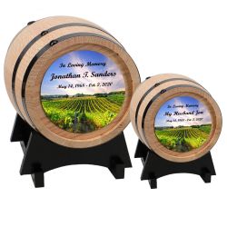 Sunny Vineyard Adult or Keepsake Oak Barrel Urn