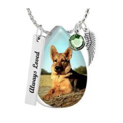 Pet Color Photo Pendant Teardrop Jewelry Urn Pendant - Cat or Dog - Love Charms® Option