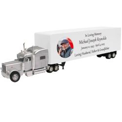 Trailer Cremation Urn & Peterbilt 389 Silver Truck Sleeper Décor