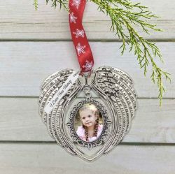 Angel Wing Photo Christmas Ornament - Love Charms® Option