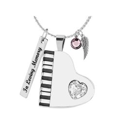 Crystal Swirl Heart Cremation Jewelry Urn - Love Charms™ Option