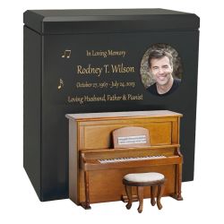 Piano Wood Adult Cremation Urn - Miniature Upright Piano - Photo Option