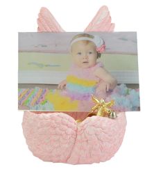 Pink Angel Wings Preemie Infant Urn - Plate Option