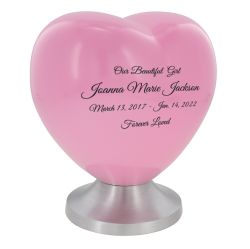 Beautiful Girl Pink Heart Child Urn