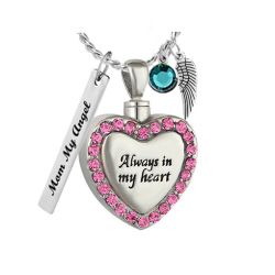 Pink Crystal Always Stainless Ash Urn - Love Charms™ Option