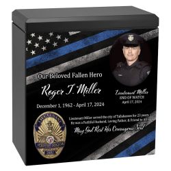 Uniformed & State Police Officer Cremation Urn -  Thin Blue Line