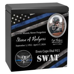 Police SWAT Cremation Urn - Thin Blue Line