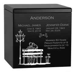 Precious Memories Companion Urn - Parents Double Urn - Park Bench Scene - Vault Option