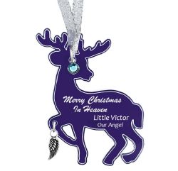 Reindeer Angel Wing Urn Ornament - Birthstone Option