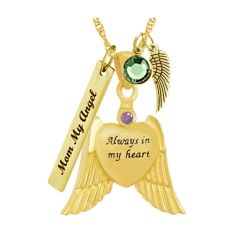 Angel of Love Purple Crystal Gold Ash Urn - Love Charms™ Option  