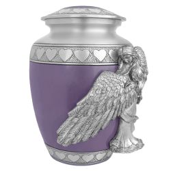 Medium, Youth or Pet Wings of an Angel Purple Hearts Urn - Pro Laser Engraving