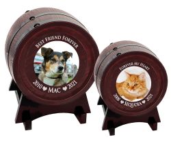 Pet Red Oak Barrel Urn - Dog or Pet
