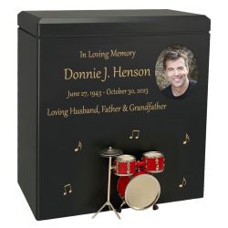 Red Drum Set Wood Adult Cremation Urn - Miniature Drum Set - Photo Option