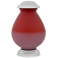 Star Burst Red Glass Pewter Urn - Tribute Wreath™ - Pro Diamond Engraving