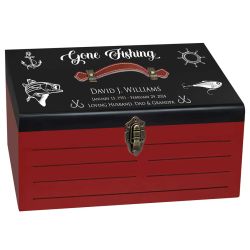 Tackle Box Gone Fishing Red Cremation Urn - Free Engraving
