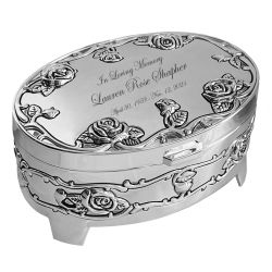 Silver Rose Garden Keepsake Urn