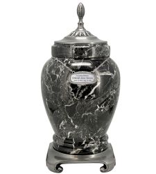 Royal Black Marble Urn Adult Sized Roman Styled Cremation urn