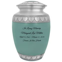 Sea Glass Hearts Pewter Medium Urn - Tribute Wreath™ - Pro Laser Engraving
