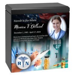 Nurse or Medical Assistance or Research Cremation Urn - Photo & Caduceus