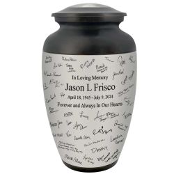 Signature Adult Cremation Urn - Metal Urn with Pro-Laser Engraved Signatures