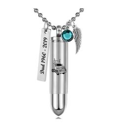Semi Truck Bullet Pendant Urn - Love Charms Option