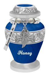 Blue Swirl Keepsake Urn - Love Charms® Option - Engraving Option