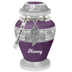 Purple Swirl Keepsake Urn - Love Charms® Option - Engraving Option